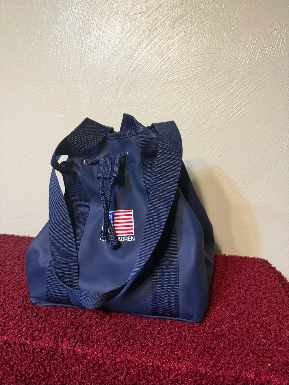 Vintage Polo Sport drawstring bucket bag Navy